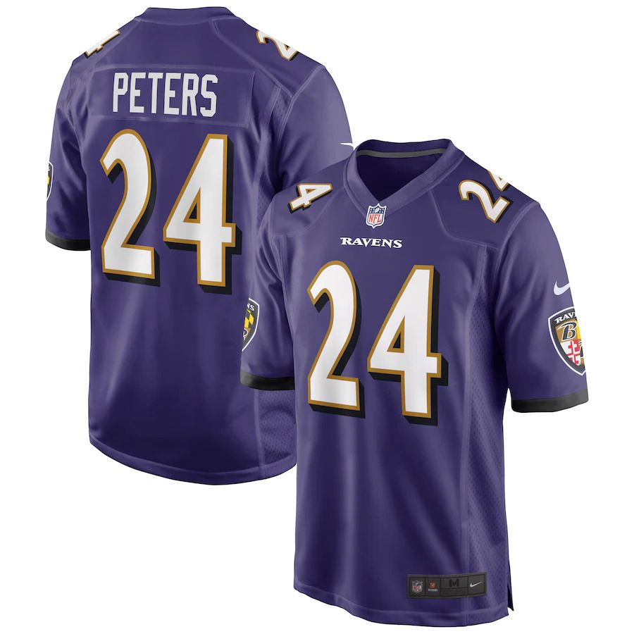Men Baltimore Ravens #24 Marcus Peters Nike Purple Game NFL Jersey->baltimore ravens->NFL Jersey